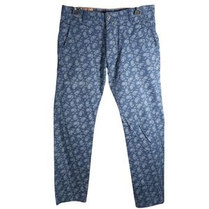 Dockers Alpha Slouch Mens 30x30 Blue Paisley Khaki Pants 100% Cotton Chinos